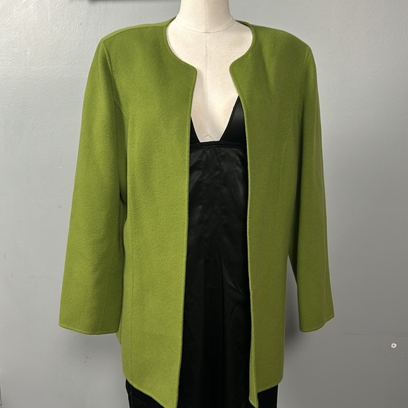 Talbots size 16 women’s avocado green wool open front blazer - Picture 3 of 10